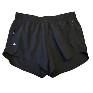 EZRUN Womens M Black Running Shorts Zipper Pockets Tights Liner Drawstring